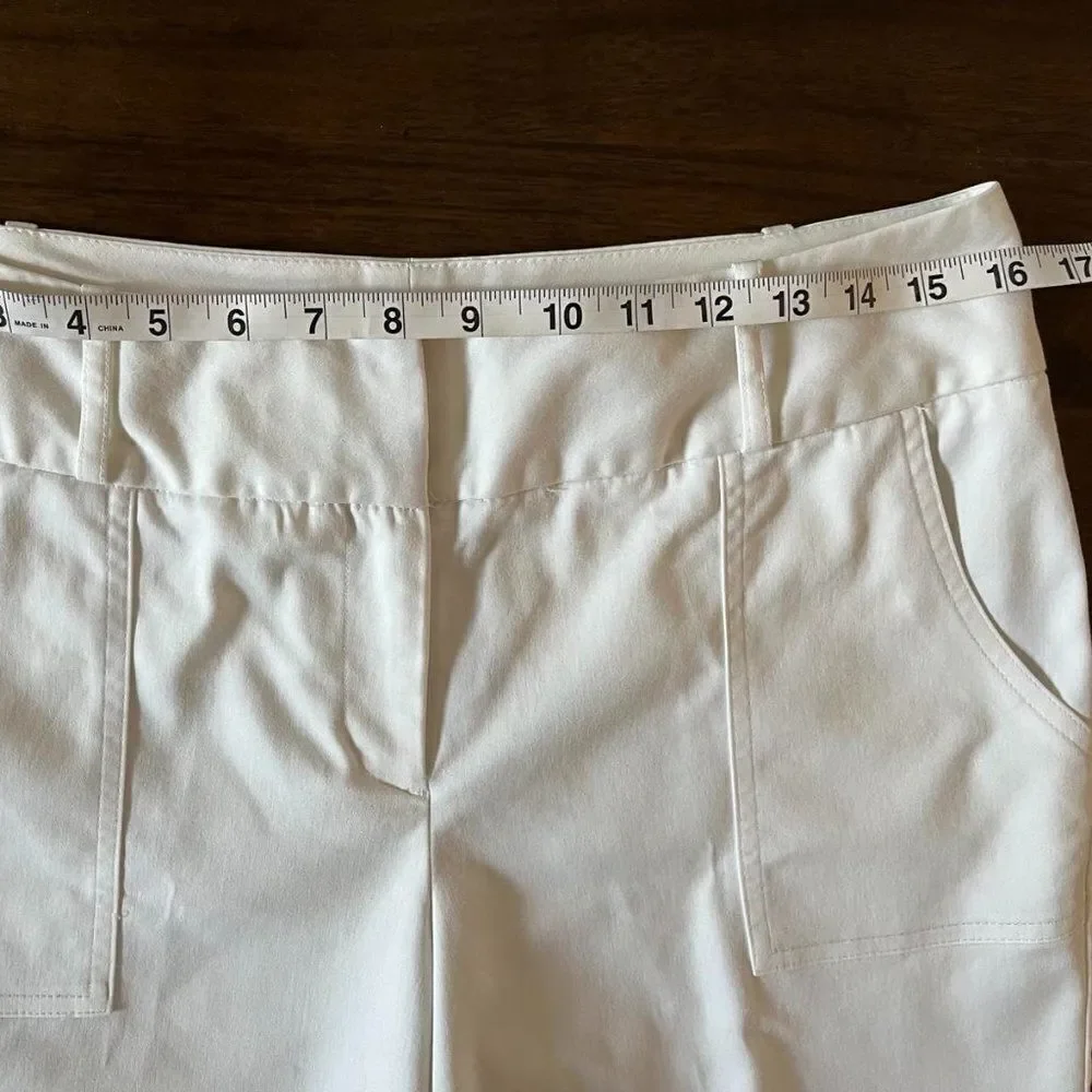 Worthington Women’s Shorts Modern Fit Stretch White Chino Flat Front Sz 8